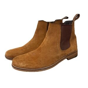 Crevo Men's Chelsea Boots‎ Malik Chestnut Brown Suede Leather Size 10 M Slip‑On